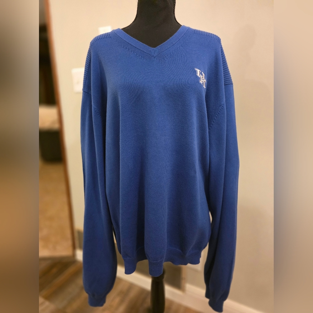 Cutter & Buck University Of Kentucky Blue V-Neck Sweater